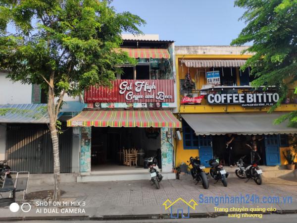 Sang nhanh quán cafe mặt tiền đường Phạm Văn Đồng, phía sau quán có hẻm thông ra Lê Quang Định, quận Gò Vấp. 